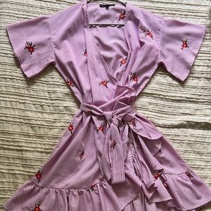 Romeo and Juliet pink pinstripe wrap dress